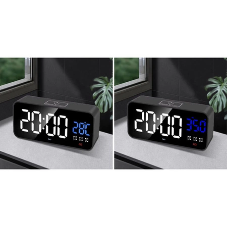 Budzik Elektroniczny Zegar LED Głośny Stojący Data Termometr Działa na Głos IZOXIS