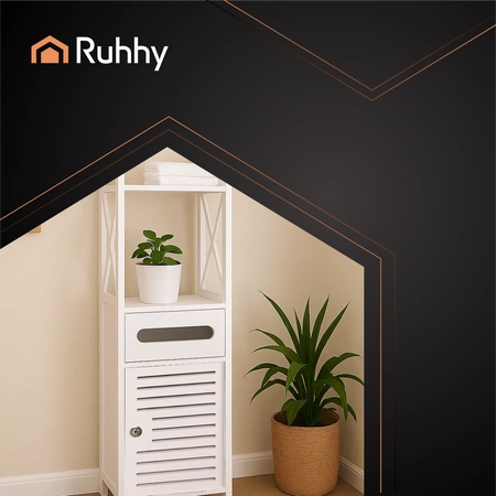 Szafka Łazienkowa Stojąca Uchwyt na Papier Toaletowy Regał Słupek na Klucz Ruhhy 25763