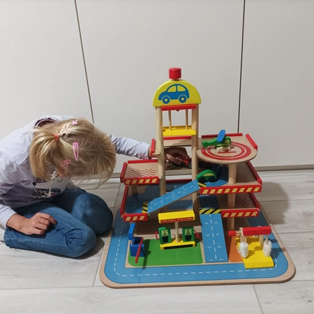 Parking Drewniany Garaż Winda Duży Tor Myjnia Auta Piętrowy Helikopter XXL KRUZZEL