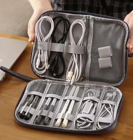 Duży Organizer Podróżny na Kable Ładowarki Przewody do Kabli Etui + Uchwyt TRIZAND