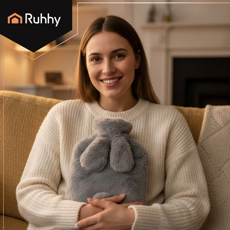 Termofor Gumowy Króliczek 1,8l Ruhhy Pluszowy Pokrowiec na Wodę Ogrzewacz