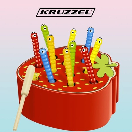 Gra Zręcznościowa dla Dzieci Drewniana Złap Robaczka Magnetyczna Truskawka KRUZZEL