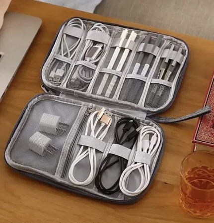 Duży Organizer Podróżny na Kable Ładowarki Przewody do Kabli Etui + Uchwyt TRIZAND