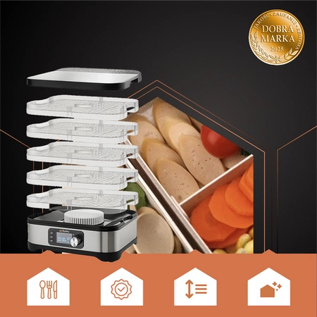 Suszarka do Grzybów Owoców Warzyw Ziół Duża Tacki + Sita Maty Nóż Szczypce RUHHY 25928