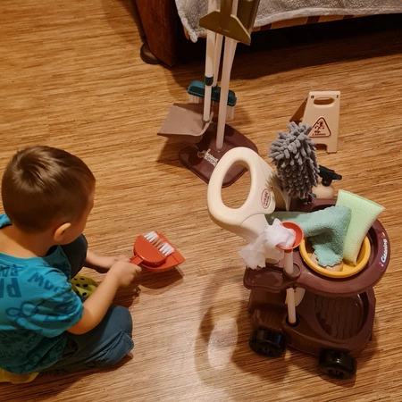 Zestaw do Sprzątania dla Dzieci Odkurzacz Wózek Mop Wiaderko Akcesoria 18w1 KRUZZEL