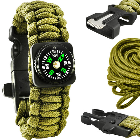 Bransoletka Survival 5w1 Kompas Krzesiwo Linka Nóż TRIZAND